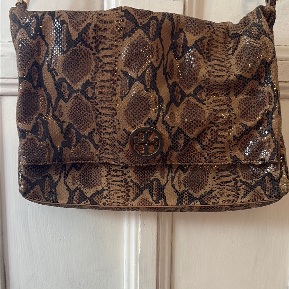 Tory Burch Brown Snakeskin Crossbody Bag